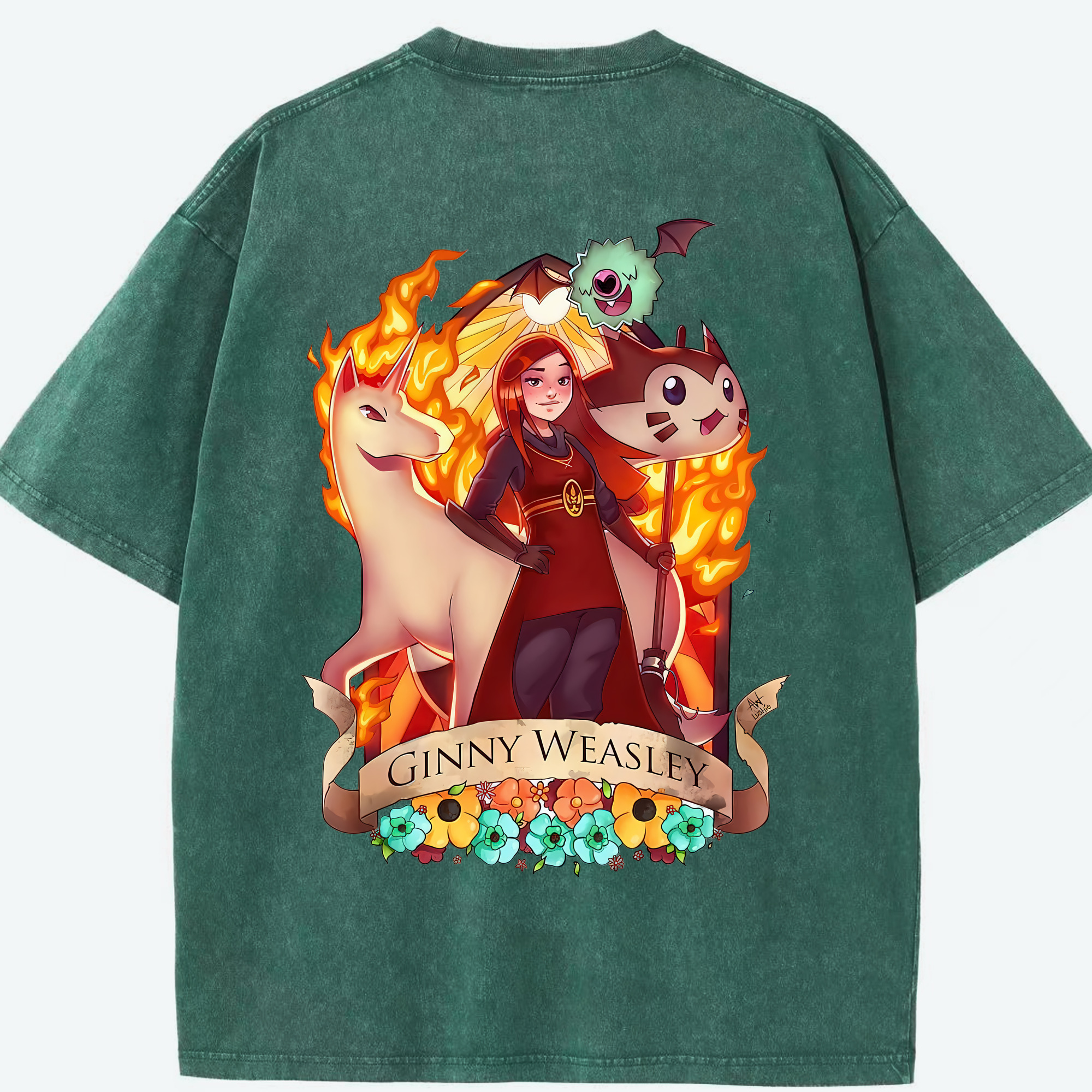 （画像用） Harry Potter ハリー・ポッターシリーズ 綿100% ヴィンテージ風 半袖Tシャツ（背面プリント）